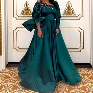 Stunning hand beaded Emerald Green Gown
